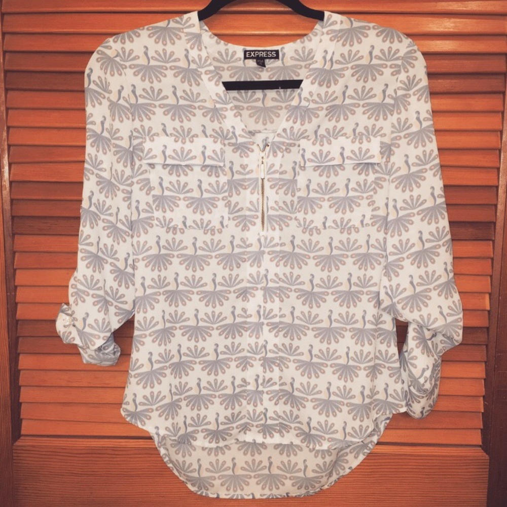 Express 'Two Pocket Zip Front Blouse'